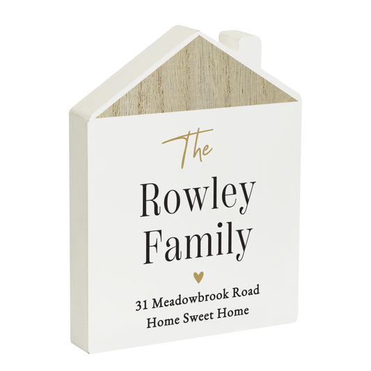 Personalised Black and Gold Free Text Wooden House Ornament – Housewarming Gift - image 4