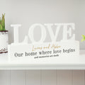 Personalised Black and Gold Free Text LOVE Word Plaque – Wedding Anniversary Gift