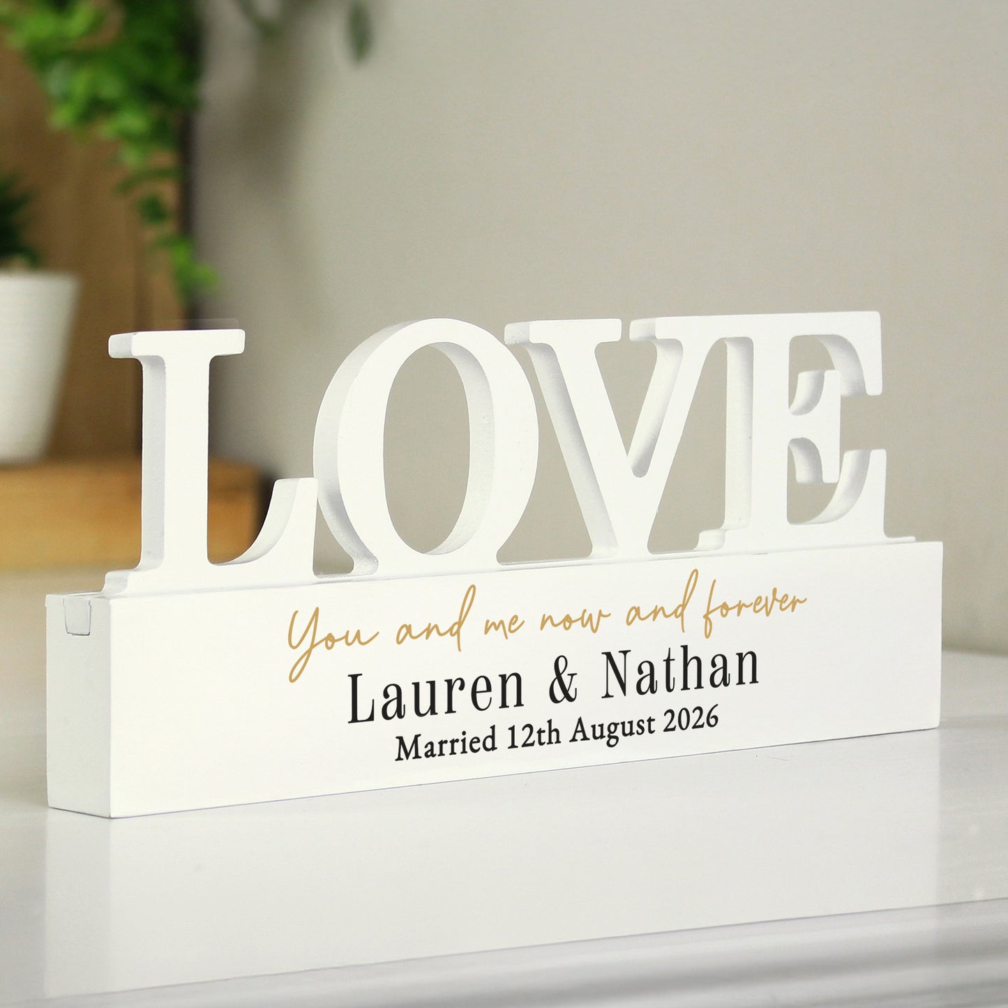 Personalised Black and Gold Free Text LOVE Word Plaque – Wedding Gift - image 3