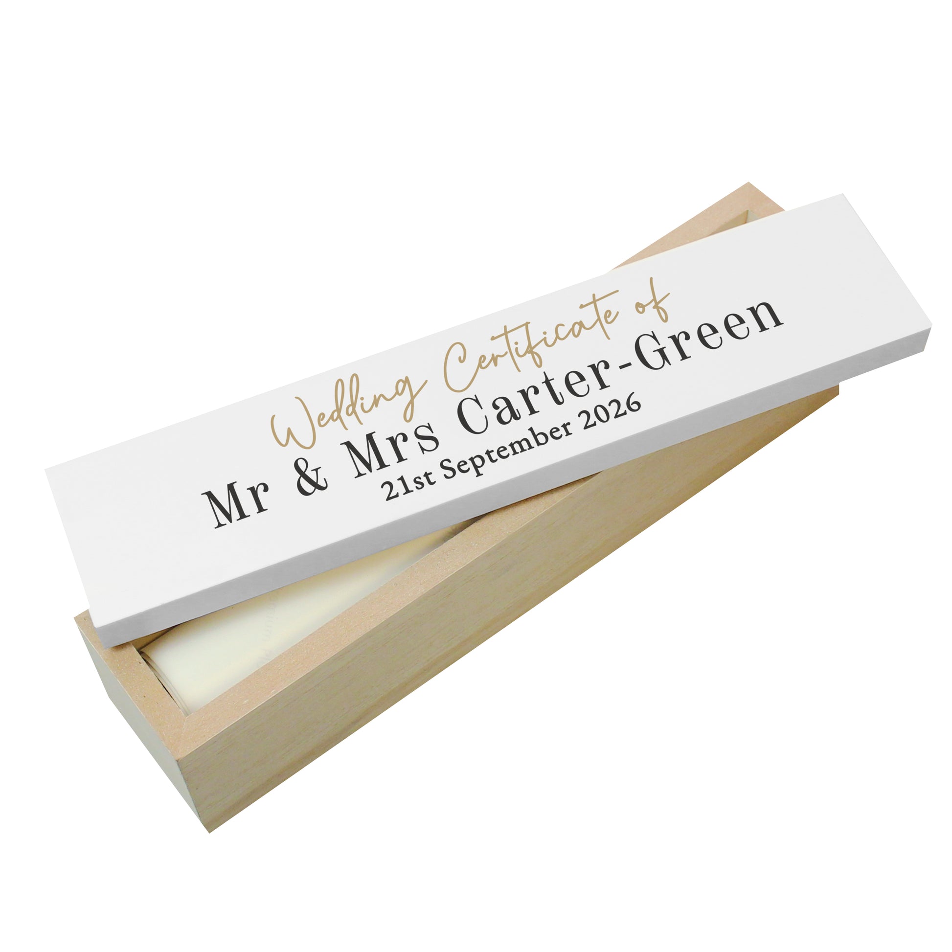 Personalised Black and Gold Free Text Certificate Holder – Wedding Gift - image 4
