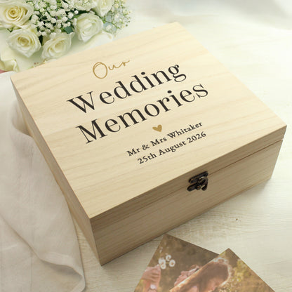 Personalised Black and Gold Free Text Wooden Keepsake Box – Wedding Gift