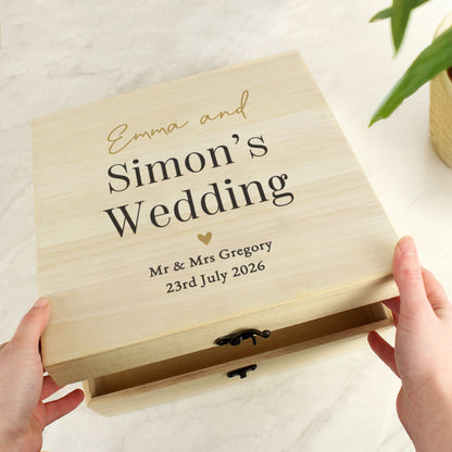 Personalised Black and Gold Free Text Wooden Keepsake Box – Wedding Gift - image 2