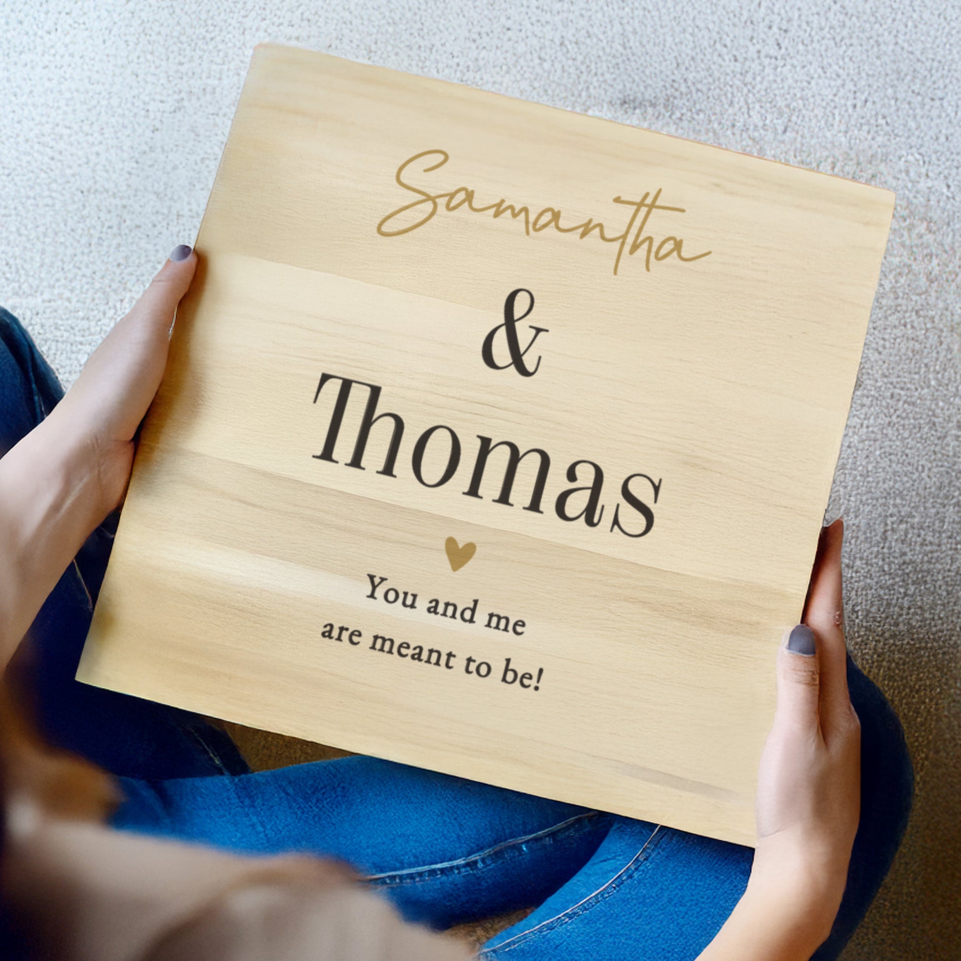 Personalised Black and Gold Free Text Wooden Keepsake Box – Wedding Gift - image 3