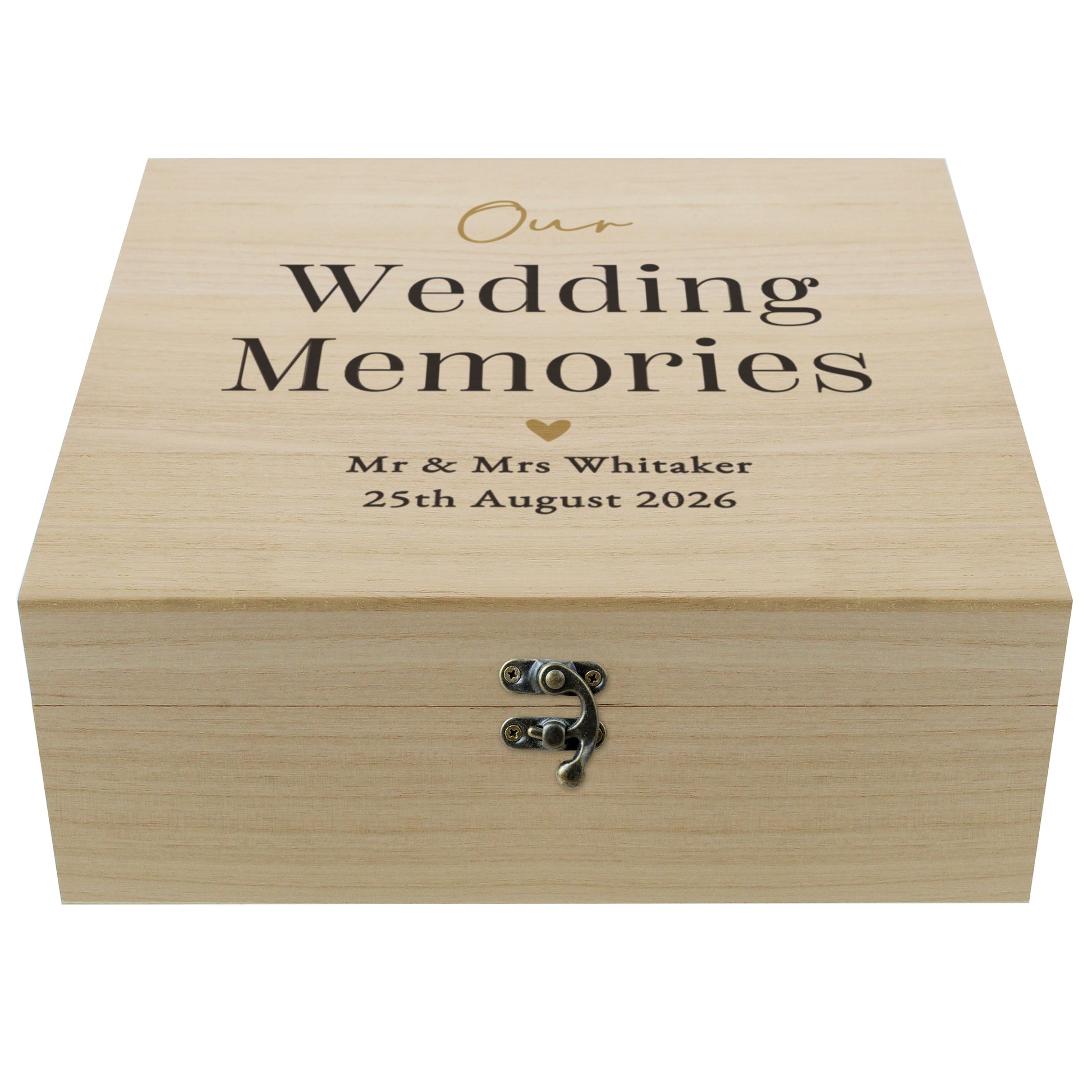 Personalised Black and Gold Free Text Wooden Keepsake Box – Wedding Gift - image 4