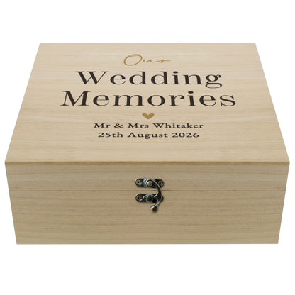Personalised Black and Gold Free Text Wooden Keepsake Box – Wedding Gift - image 4