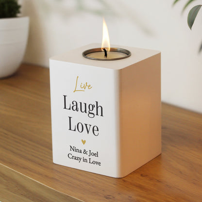 Personalised Black and Gold Free Text White Wooden Tealight – Any Occasion - image 2