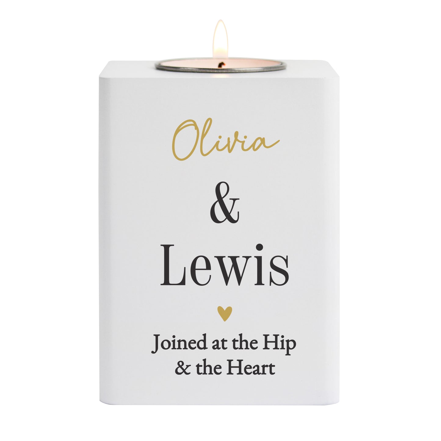 Personalised Black and Gold Free Text White Wooden Tealight – Any Occasion - image 4