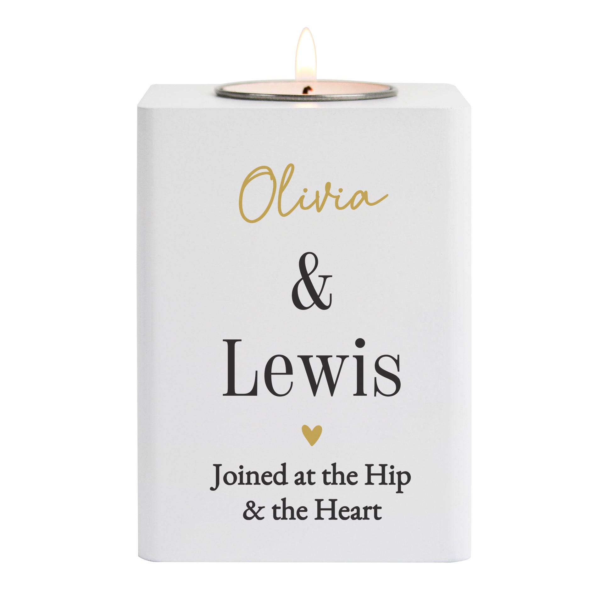 Personalised Black and Gold Free Text White Wooden Tealight – Any Occasion - image 4