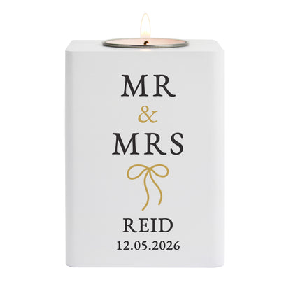 Personalised Black and Gold White Wooden Tealight – Wedding Couples Gift - image 4