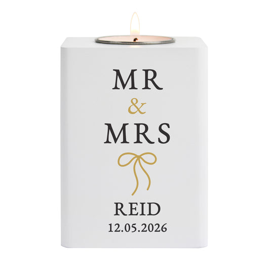Personalised Black and Gold White Wooden Tealight – Wedding Couples Gift - image 4