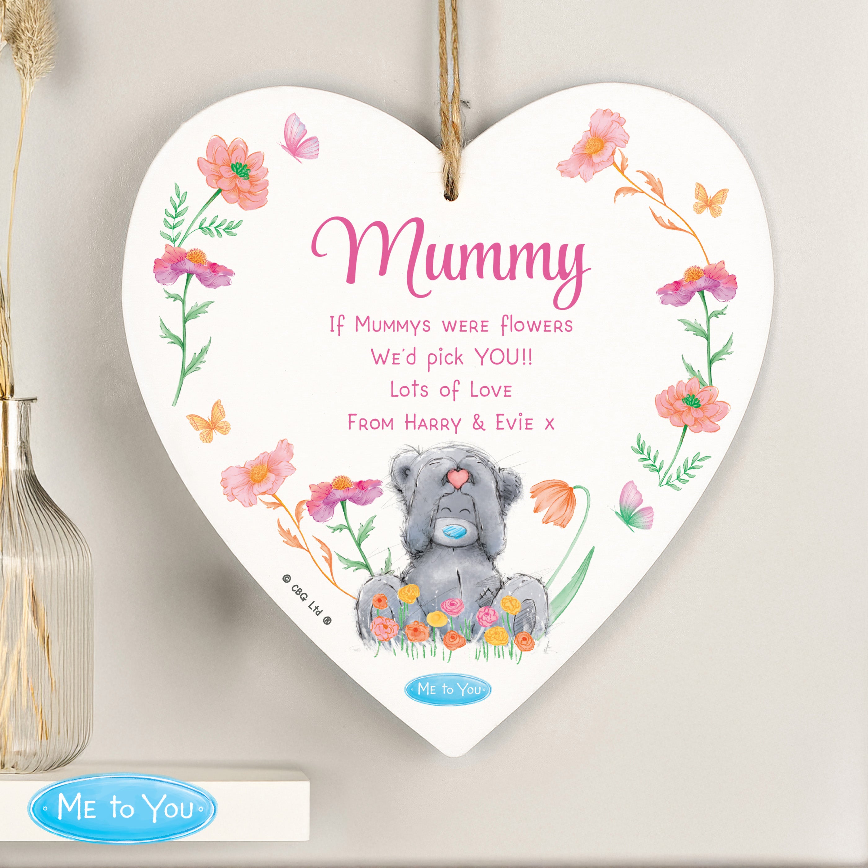Personalised Me to You Flowery Hanging Heart Ornament – Tatty Teddy Gift