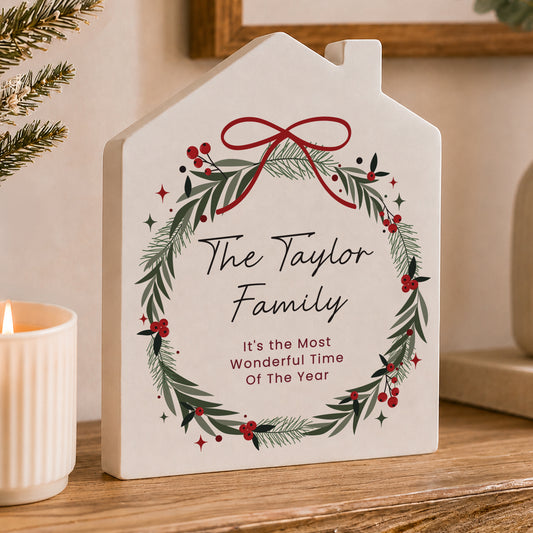 Personalised Green Christmas Wreath House Ornament from Heartfelt Gifts
