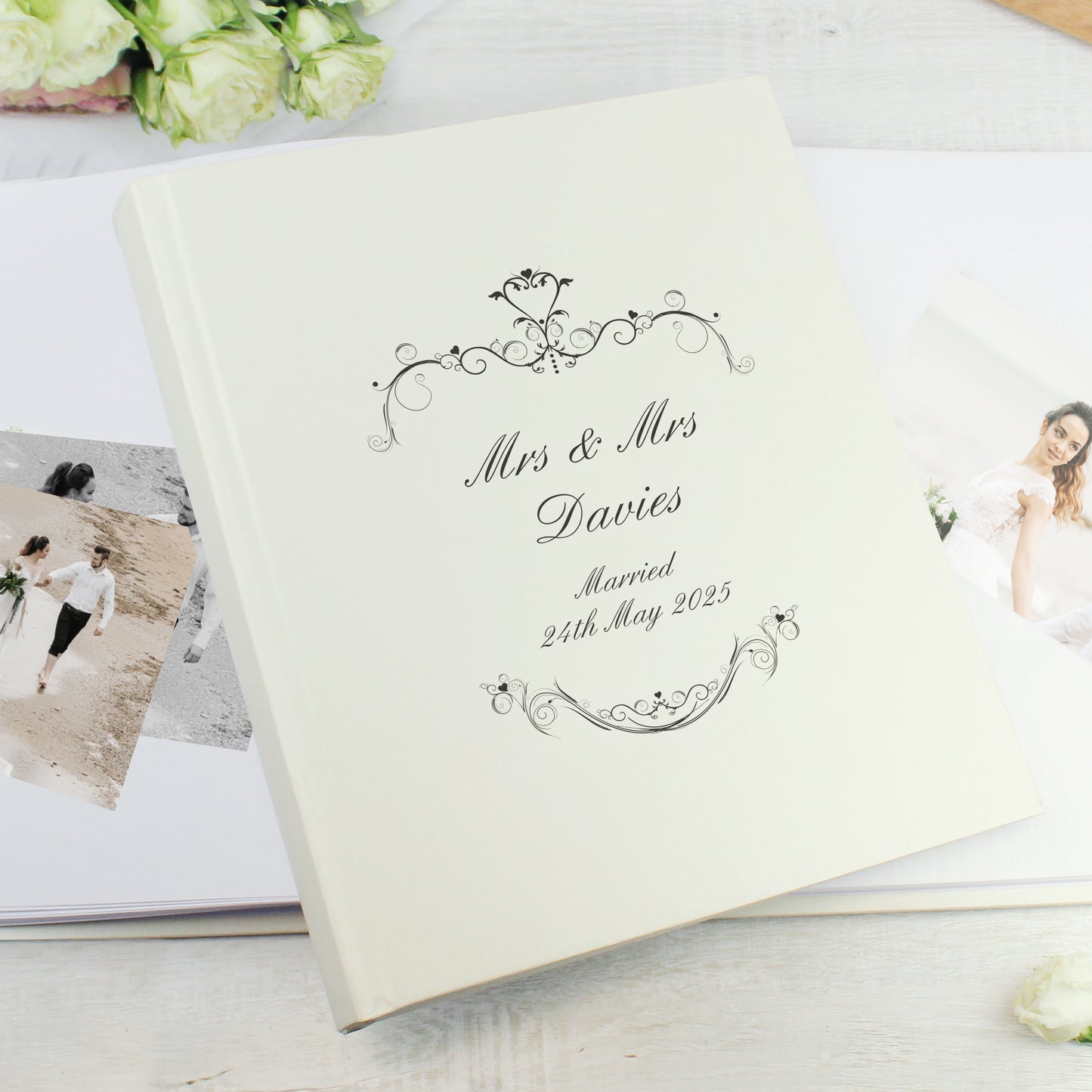 Personalised Black Ornate Swirl Traditional Photo Album - image 2