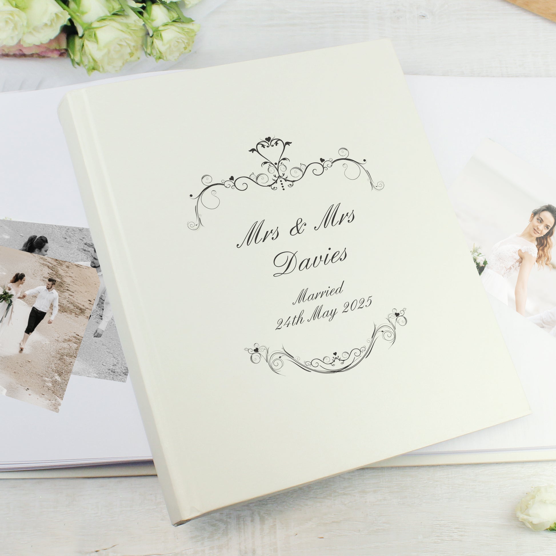 Personalised Black Ornate Swirl Traditional Photo Album - image 2