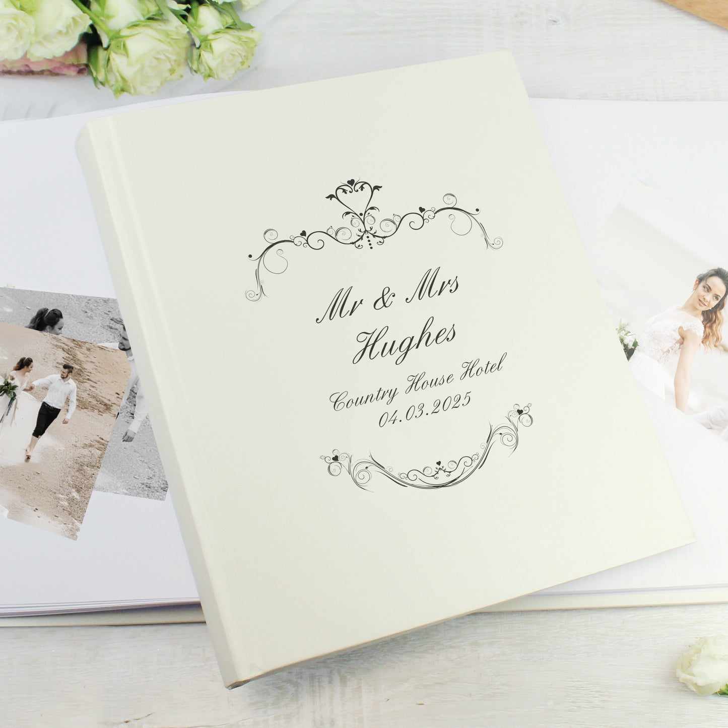Personalised Black Ornate Swirl Traditional Photo Album - image 4