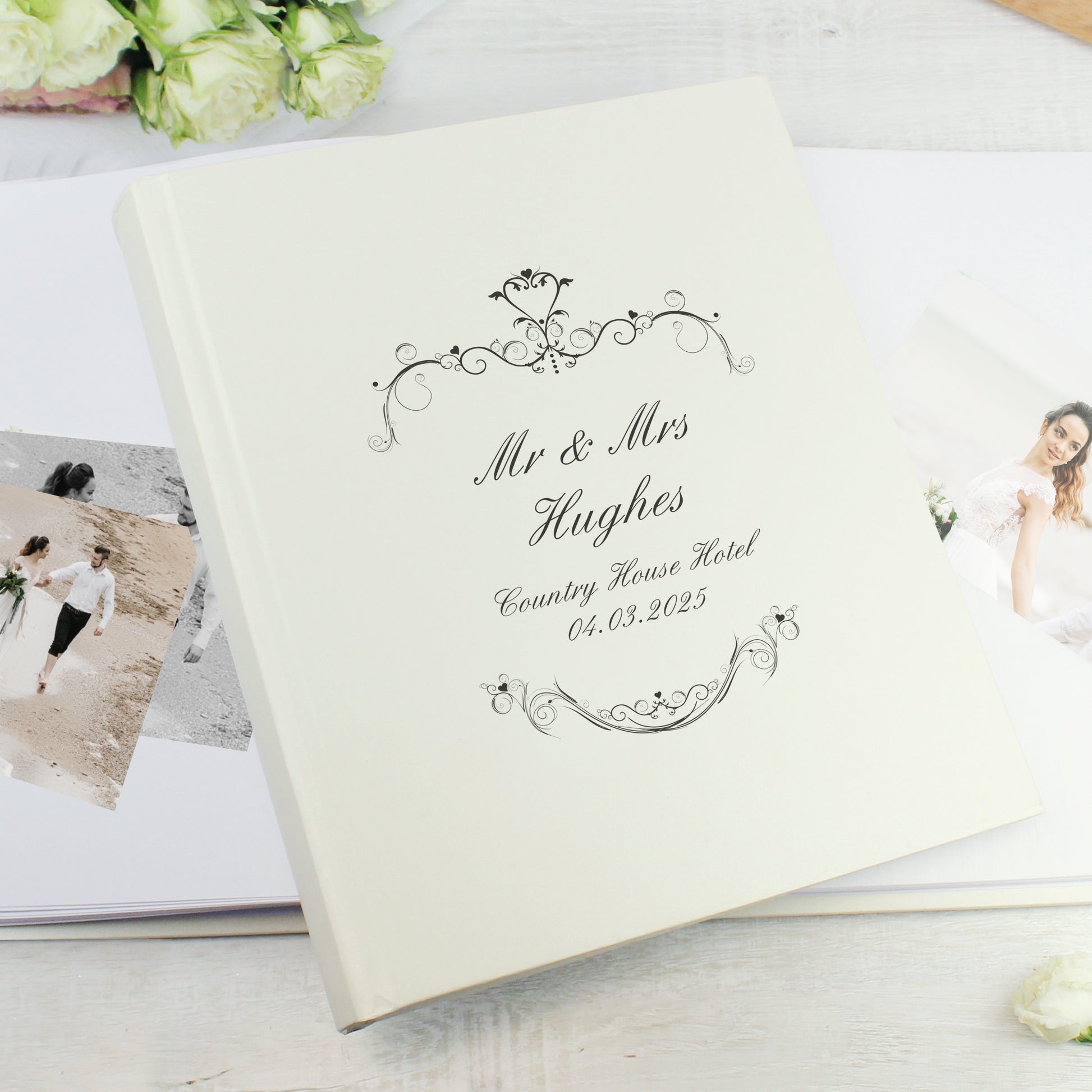 Personalised Black Ornate Swirl Traditional Photo Album - image 4