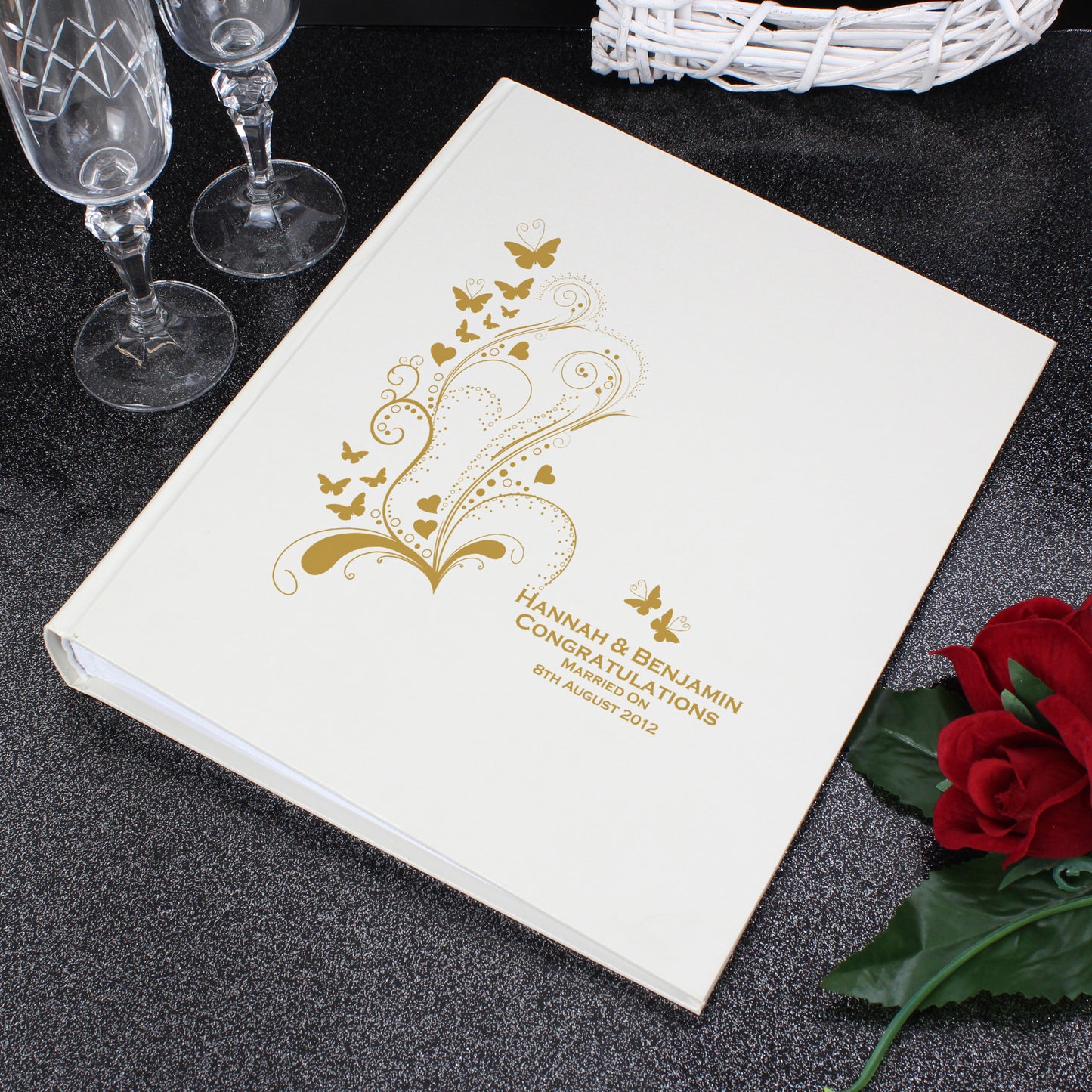 Personalised Gold Butterfly Swirl Traditional Photo Album from Heartfelt Gifts
