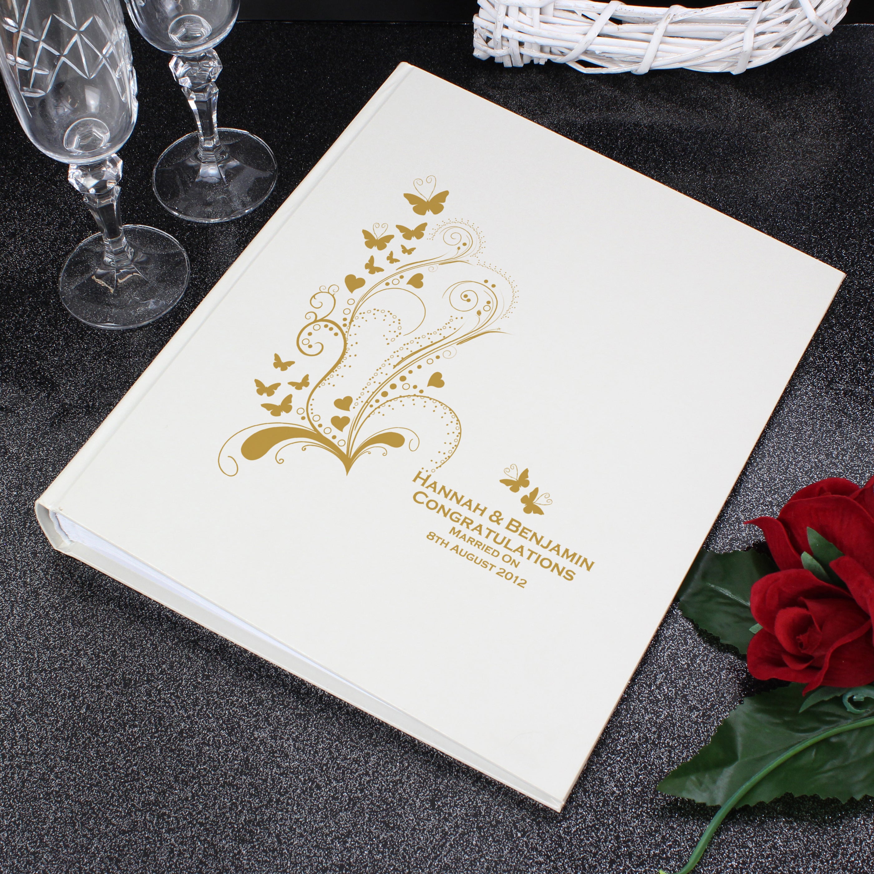 Personalised Gold Butterfly Swirl Traditional Photo Album from Heartfelt Gifts