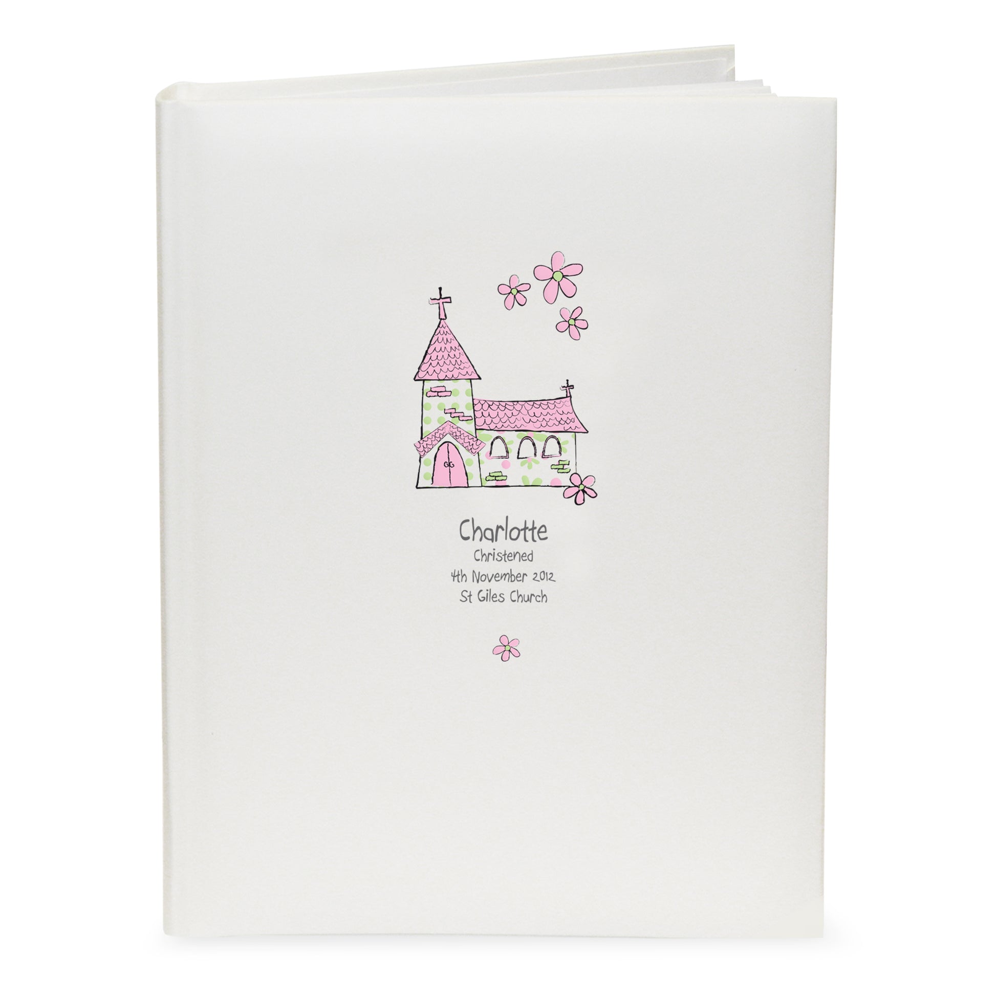 Personalised Whimsical Church Pink Traditional Photo Album - image 2
