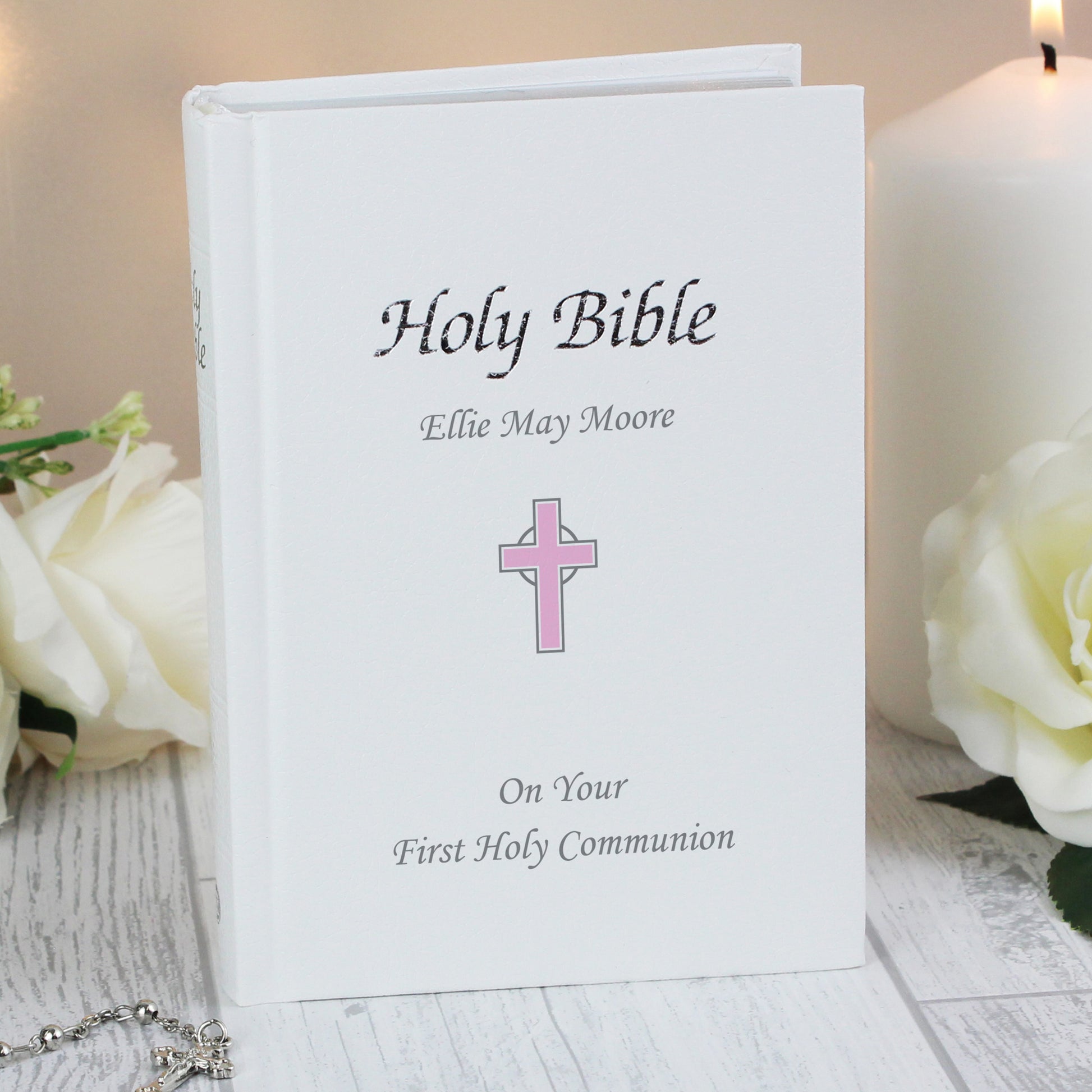 Personalised Pink Cross Bible from Heartfelt Gifts