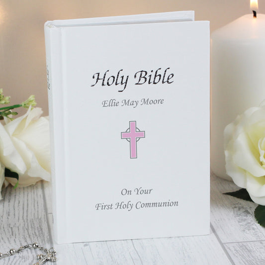 Personalised Pink Cross Bible from Heartfelt Gifts
