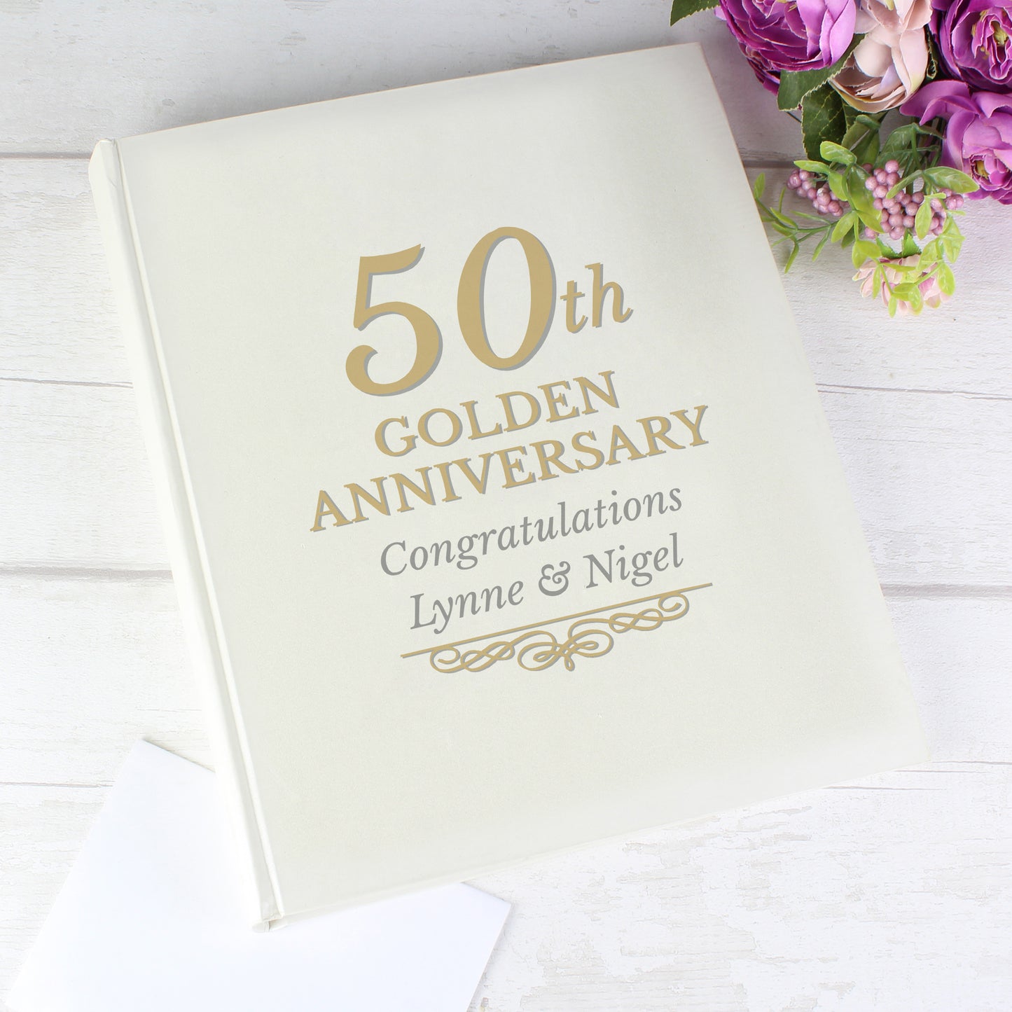 Personalised 50th Golden Anniversary Traditional Photo Album from Heartfelt Gifts