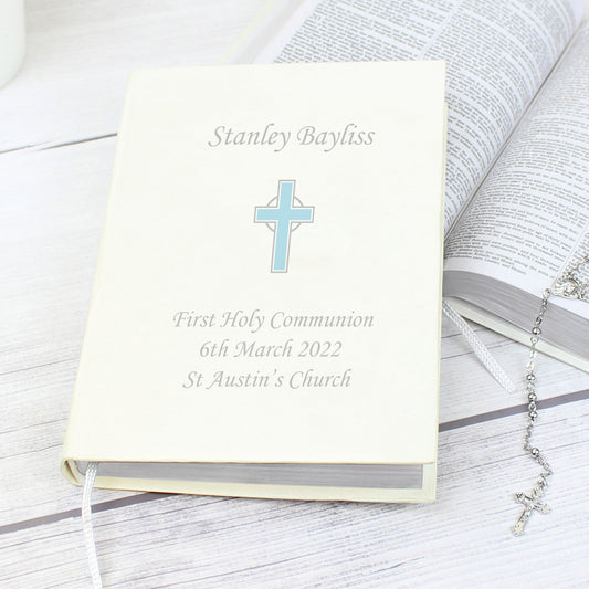 Personalised Blue Cross Holy Bible - Eco-friendly from Heartfelt Gifts