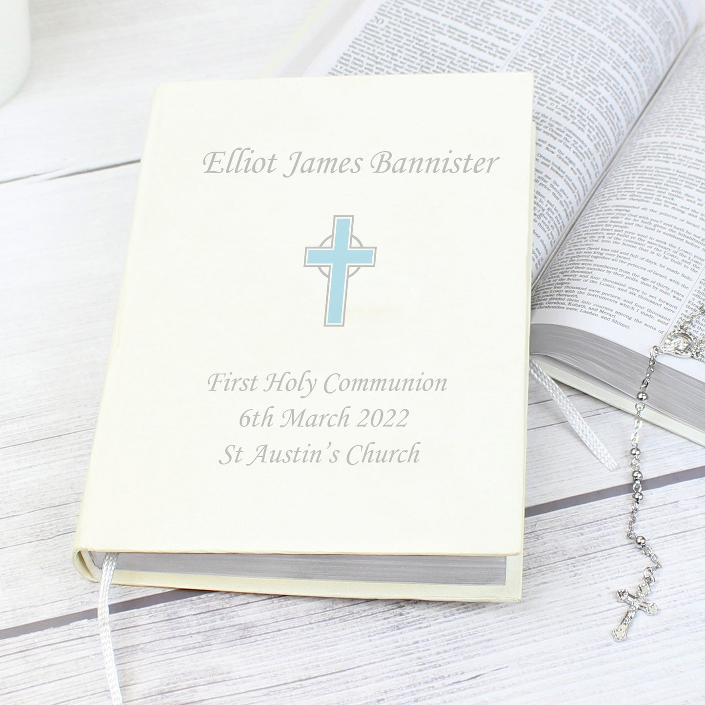 Personalised Blue Cross Holy Bible - Eco-friendly - image 2