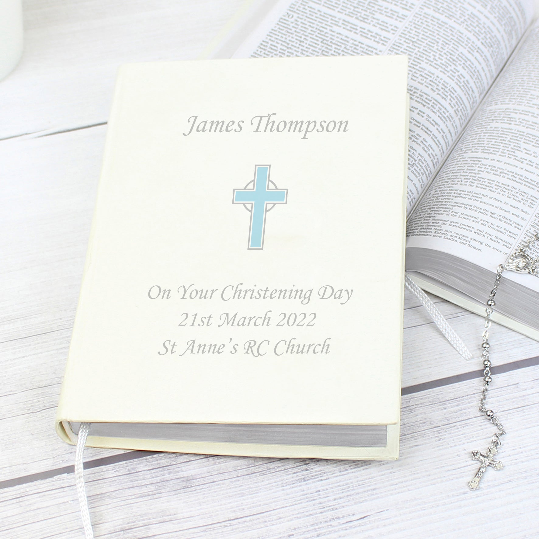 Personalised Blue Cross Holy Bible - Eco-friendly - image 3