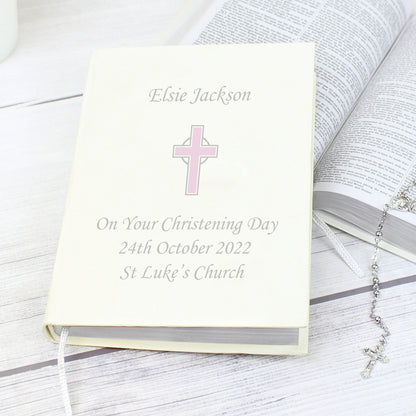 Personalised Pink Cross Holy Bible - Eco-friendly from Heartfelt Gifts