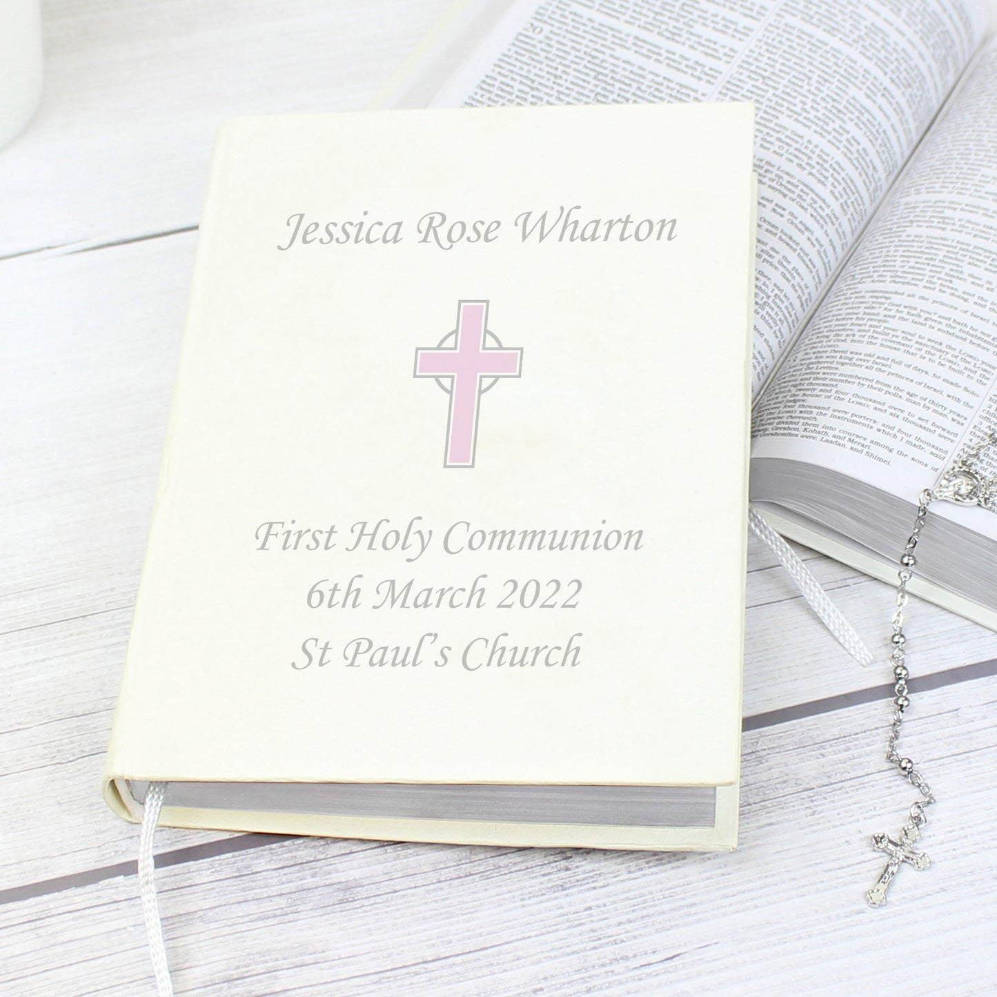 Personalised Pink Cross Holy Bible - Eco-friendly - image 2
