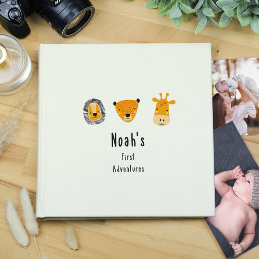 Personalised Scandi Safari Animals Square Photo Album from Heartfelt Gifts