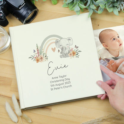 Personalised Floral Elephant Square Photo Album from Heartfelt Gifts