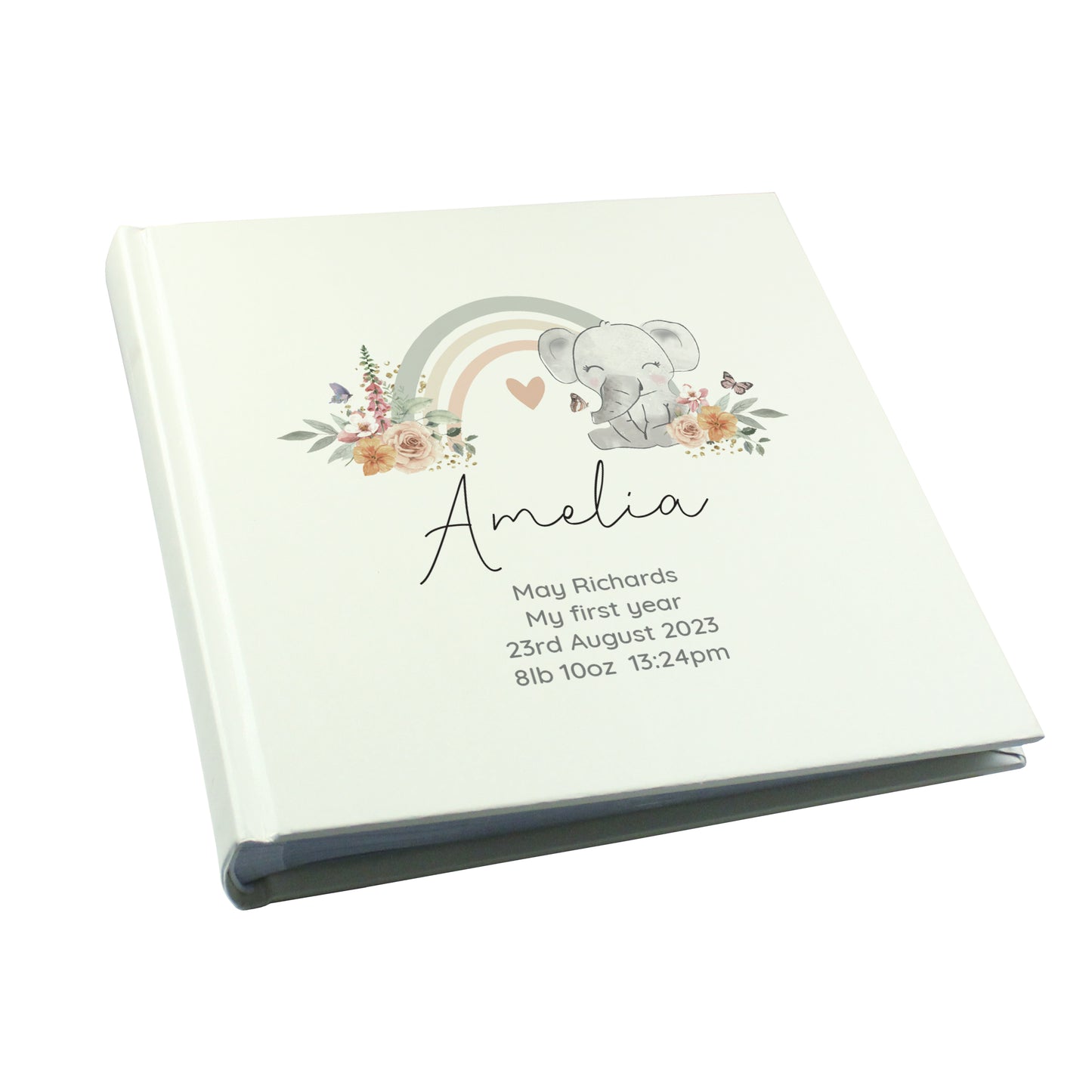 Personalised Floral Elephant Square Photo Album - image 5