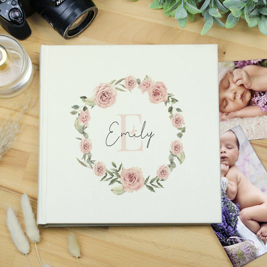 Personalised Floral Wreath Square Photo Album from Heartfelt Gifts