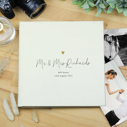 Personalised Gold Heart Couples Square Photo Album - image 2