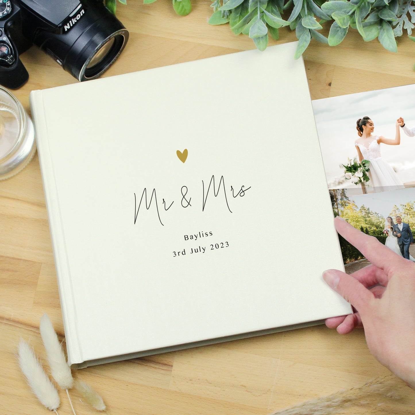 Personalised Gold Heart Couples Square Photo Album - image 6