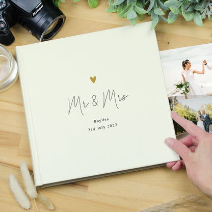 Personalised Gold Heart Couples Square Photo Album - image 6