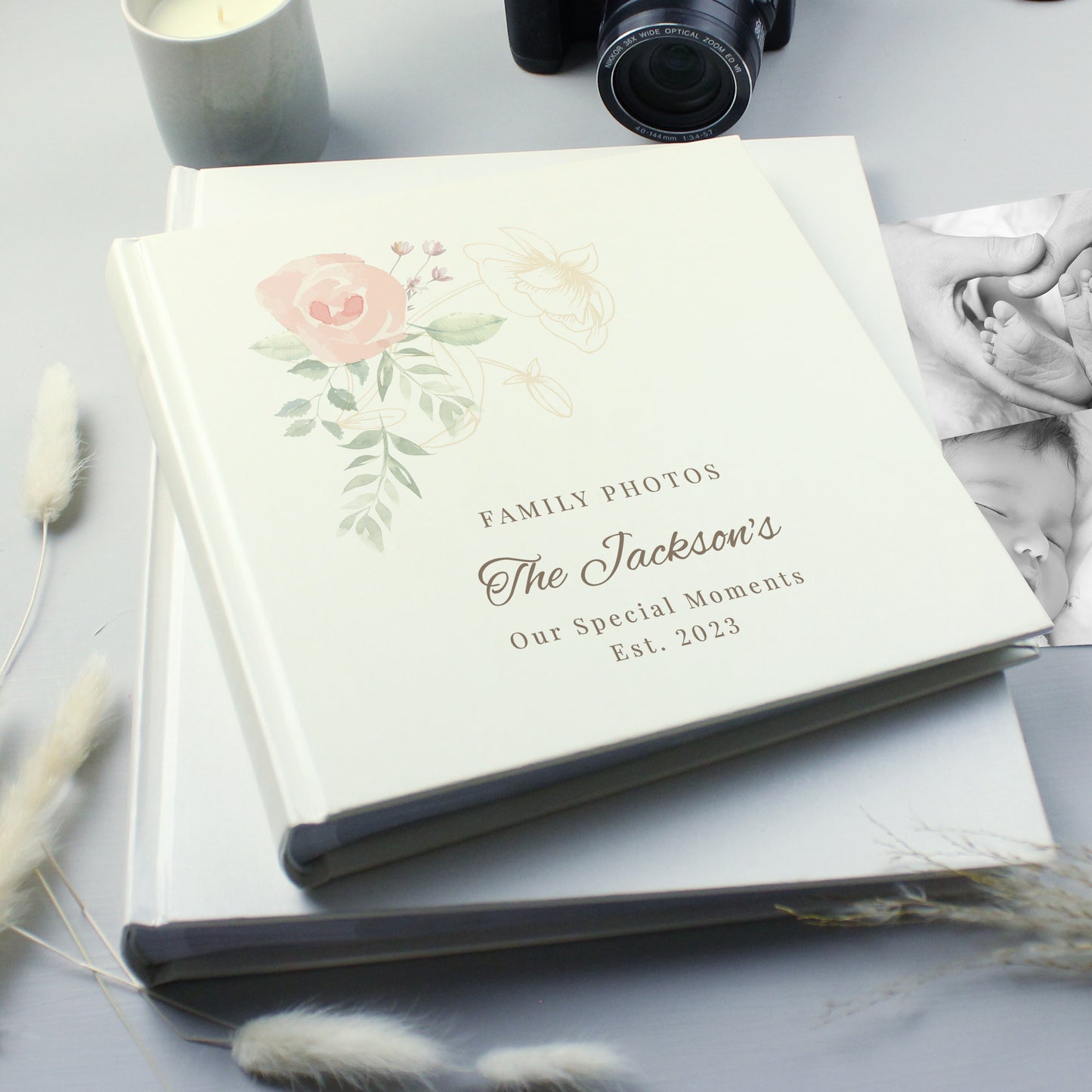 Personalised Floral Square Photo Album from Heartfelt Gifts