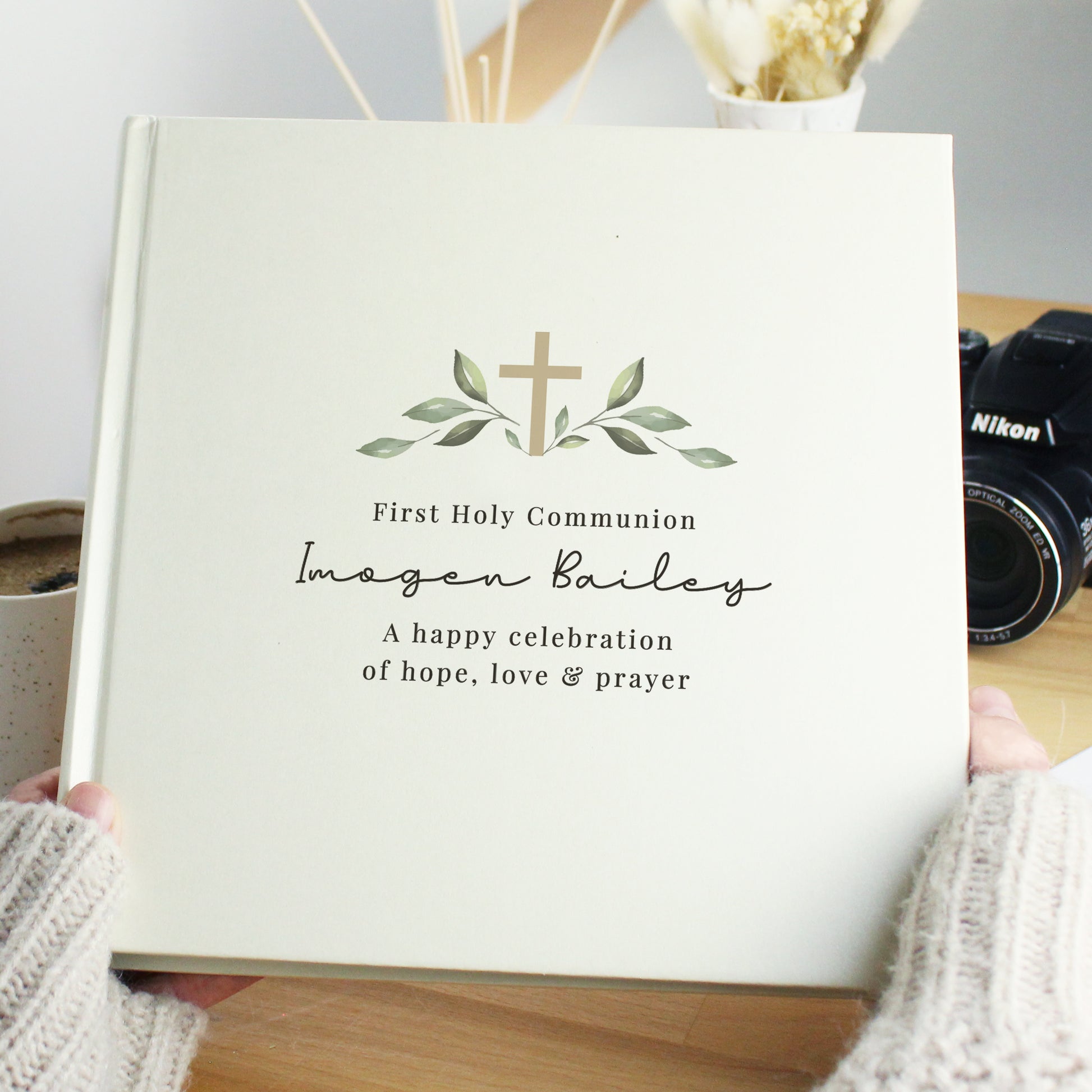 Personalised Religious Cross Square Photo Album from Heartfelt Gifts