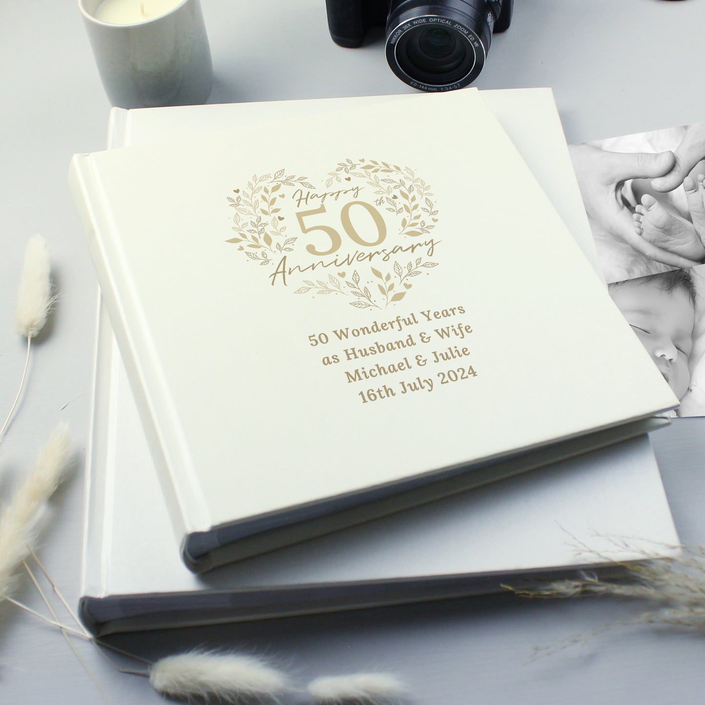 Personalised 50th Golden Wedding Anniversary Photo Album from Heartfelt Gifts