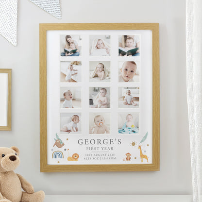 Personalised Animals Oak Multi Photo Frame from Heartfelt Gifts