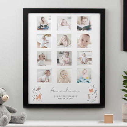 Personalised Woodland Animal Black Multi Photo Frame from Heartfelt Gifts