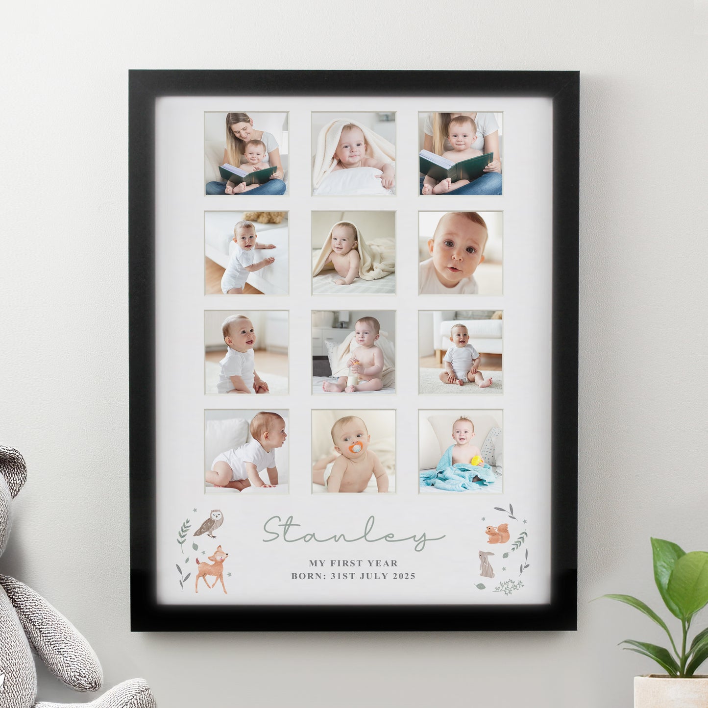 Personalised Woodland Animal Black Multi Photo Frame - image 3