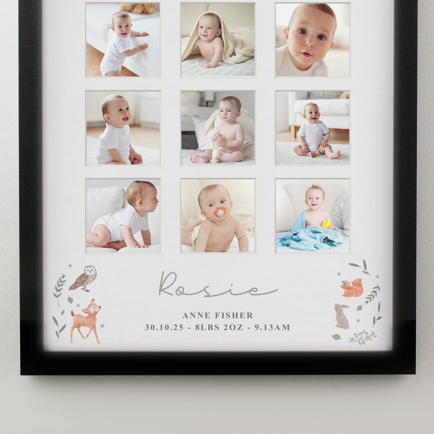 Personalised Woodland Animal Black Multi Photo Frame - image 6