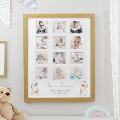 Personalised Woodland Animal Oak Multi Photo Frame from Heartfelt Gifts