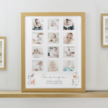 Personalised Woodland Animal Oak Multi Photo Frame - image 3