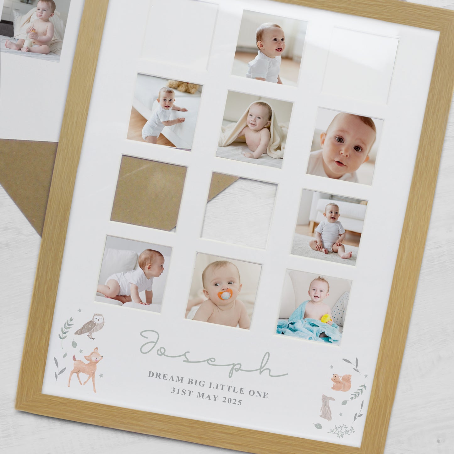 Personalised Woodland Animal Oak Multi Photo Frame - image 4