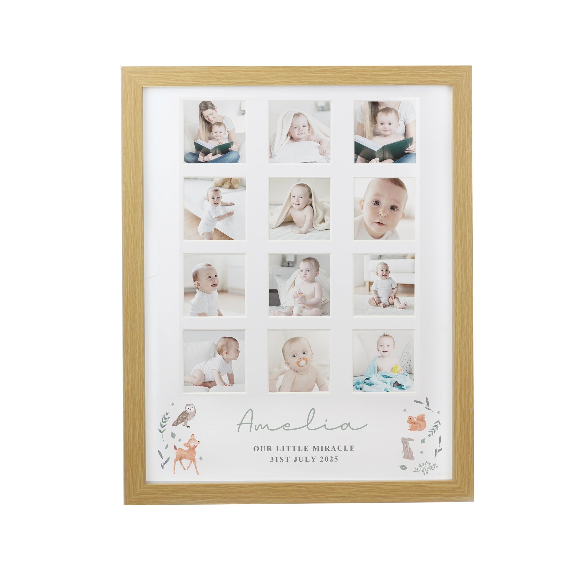 Personalised Woodland Animal Oak Multi Photo Frame - image 5