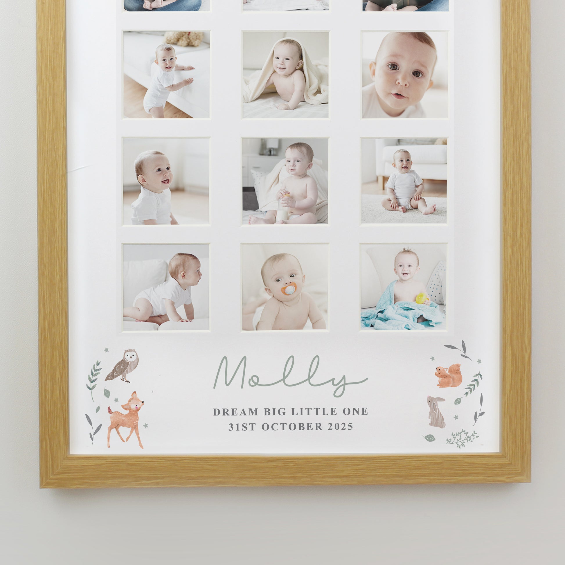 Personalised Woodland Animal Oak Multi Photo Frame - image 6
